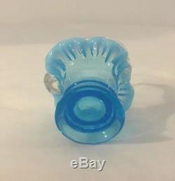 Rare Fenton #37 Blue Opalescent Miniature/ Mini Handled Basket