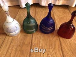 Rare Fenton Art Glass Christmas Bell Lot Limited #d Hand Painted Signed USA Made