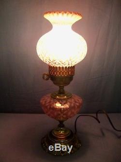 Rare Fenton Cranberry Opalescent Glass DAISY OPTIC Electric Table Lamp CLEARANCE
