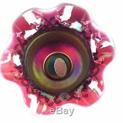 Rare Fenton Plum Opalescent Carnival Iridescent Hobnail Ruffled Glass Rose Bowl