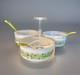 Rare Gemco Pyrex Crazy Daisy Spring Blossom Condiment Lazy Susan Server 70s GUC