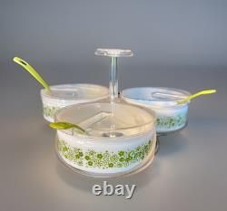 Rare Gemco Pyrex Crazy Daisy Spring Blossom Condiment Lazy Susan Server 70s GUC