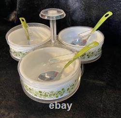 Rare Gemco Pyrex Crazy Daisy Spring Blossom Condiment Lazy Susan Server 70s GUC