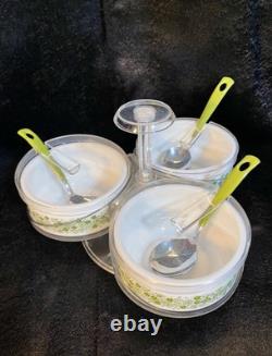 Rare Gemco Pyrex Crazy Daisy Spring Blossom Condiment Lazy Susan Server 70s GUC
