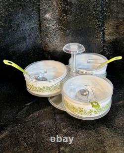 Rare Gemco Pyrex Crazy Daisy Spring Blossom Condiment Lazy Susan Server 70s GUC