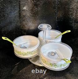 Rare Gemco Pyrex Crazy Daisy Spring Blossom Condiment Lazy Susan Server 70s GUC