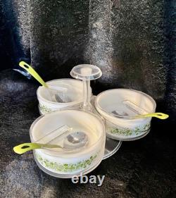 Rare Gemco Pyrex Crazy Daisy Spring Blossom Condiment Lazy Susan Server 70s GUC