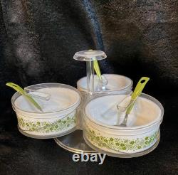 Rare Gemco Pyrex Crazy Daisy Spring Blossom Condiment Lazy Susan Server 70s GUC