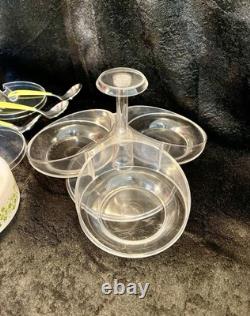 Rare Gemco Pyrex Crazy Daisy Spring Blossom Condiment Lazy Susan Server 70s GUC