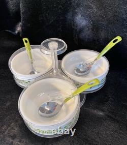 Rare Gemco Pyrex Crazy Daisy Spring Blossom Condiment Lazy Susan Server 70s GUC