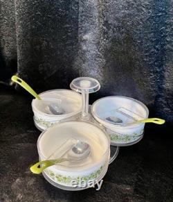 Rare Gemco Pyrex Crazy Daisy Spring Blossom Condiment Lazy Susan Server 70s GUC