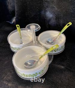Rare Gemco Pyrex Crazy Daisy Spring Blossom Condiment Lazy Susan Server 70s GUC