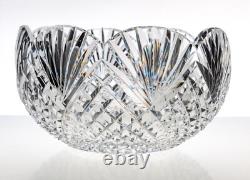 Rare Gerry Daly Signed Crystal Cut Glass Kinsale Scalloped Bowl 8.5x6in 4lbs