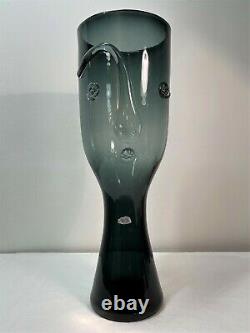 Rare Husted 1955 Charcoal Blenko Glass Portrait Vase. Excellent Condition