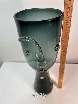 Rare Husted 1955 Charcoal Blenko Glass Portrait Vase. Excellent Condition