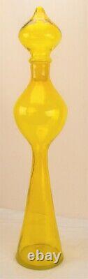 Rare Husted Blenko 588 Yellow Glass MCM Floor Rocket Decanter Bottle 31