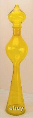 Rare Husted Blenko 588 Yellow Glass MCM Floor Rocket Decanter Bottle 31