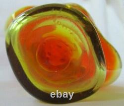 Rare Large 1958 Blenko Glass Wayne Husted Flame Orange Tangerine Owl Vase -as Is