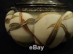 Rare Mt. Washington Crown Milano Art Glass Enameled Marmalade Jar
