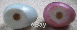 Rare Mt Washington Glass Works Chick On Egg S&p Shakers Hand Paint Orig Stickers