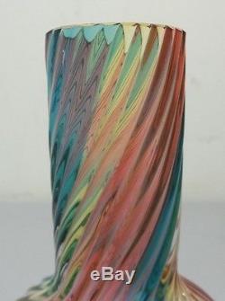 Rare Mt. Washington RAINBOW Art Glass Bud Vase, Swirl Design, c. 1880