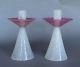Rare Pair of Carder Steuben Rose & White Cluthra Art Deco Candlesticks #6885