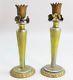 Rare Pair of Steuben Aurene Art Nouveau Glass Candlesticks c. 1910 antique