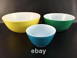 Rare Pyrex Primary Colors Nesting Mixing Vintage Bowls #400