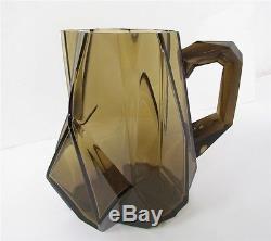 Rare Ruba Rombic smoky topaz Consolidated glass water pitcher No Reserve