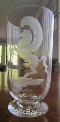Rare Steuben Glass Pegasus Vase 8206 Signed Sidney Waugh 1937 7.25 Excellent