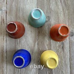 Rare VTG Bauer USA Pottery Ringware Beehive Custard Cups Set of 5 Multicolor