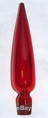 Rare Vintage Husted Ruby Red Regal Art Glass 19.5 Decanter with Original Sticker