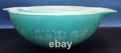 Rare Vintage PYREX Amish Butterprint Cinderella Nesting Mixing Bowls Set 3 Teal