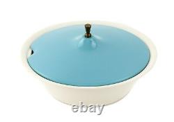 Rare Vintage Salem Atomic North Star Hopscotch Turquoise And Brass Tureen Bowl