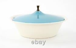 Rare Vintage Salem Atomic North Star Hopscotch Turquoise And Brass Tureen Bowl