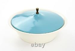 Rare Vintage Salem Atomic North Star Hopscotch Turquoise And Brass Tureen Bowl