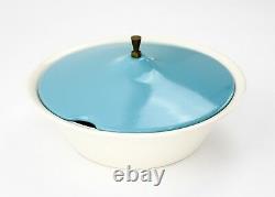 Rare Vintage Salem Atomic North Star Hopscotch Turquoise And Brass Tureen Bowl