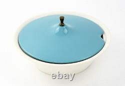 Rare Vintage Salem Atomic North Star Hopscotch Turquoise And Brass Tureen Bowl