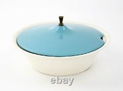 Rare Vintage Salem Atomic North Star Hopscotch Turquoise And Brass Tureen Bowl