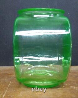 Rare Vintage Uranium Glass Green Vaseline Depression Fish Bowl 5 3/8 Tall HTF
