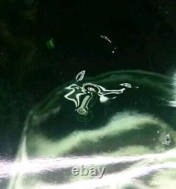 Rare Vintage Uranium Glass Green Vaseline Depression Fish Bowl 5 3/8 Tall HTF
