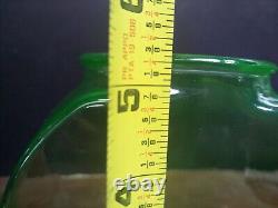 Rare Vintage Uranium Glass Green Vaseline Depression Fish Bowl 5 3/8 Tall HTF