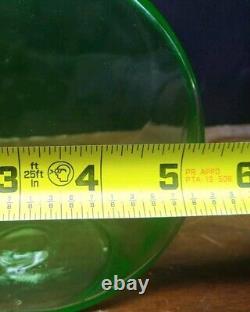 Rare Vintage Uranium Glass Green Vaseline Depression Fish Bowl 5 3/8 Tall HTF