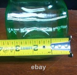 Rare Vintage Uranium Glass Green Vaseline Depression Fish Bowl 5 3/8 Tall HTF