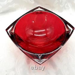 Rare Waterford Ruby Red Metra Square Bowl