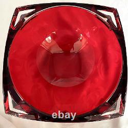 Rare Waterford Ruby Red Metra Square Bowl