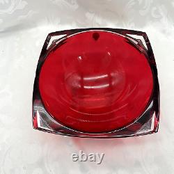 Rare Waterford Ruby Red Metra Square Bowl