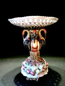 Rare Wong Lee 1895 Porcelain Pedestal Reticulated Figural Compote or Tazza