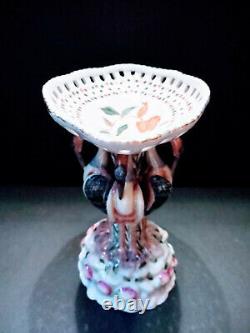 Rare Wong Lee 1895 Porcelain Pedestal Reticulated Figural Compote or Tazza