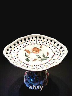 Rare Wong Lee 1895 Porcelain Pedestal Reticulated Figural Compote or Tazza